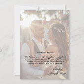 Moderne einfache Foto-Hochzeit Danke Karte mit Not (Rückseite)