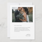 Moderne einfache Foto Hochzeit Danke Karte W Anmer (Rückseite)