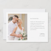 Moderne einfache Foto Hochzeit Danke Karte W Anmer (Rückseite)