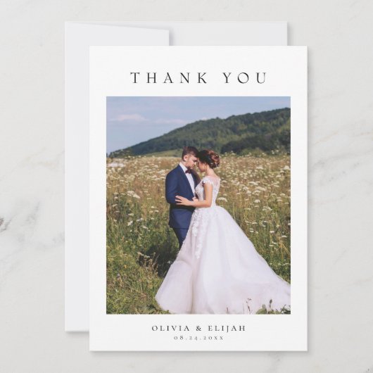 Moderne einfache Foto Hochzeit Danke Karte W Anmer (Vorderseite)