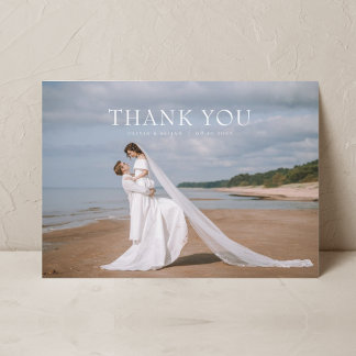 Moderne einfache Foto Hochzeit Danke Karte W Anmer
