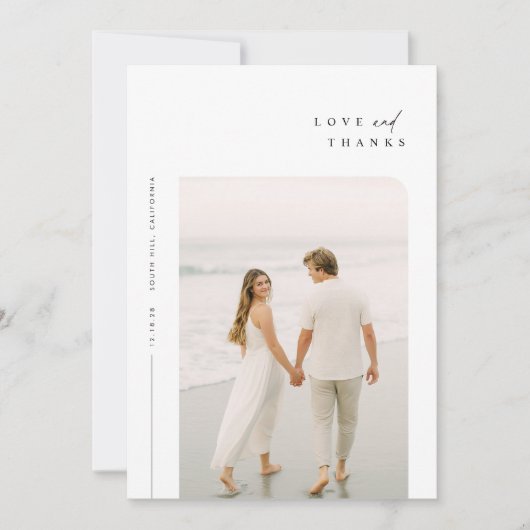 Moderne einfache Foto Hochzeit Danke Karte W Anmer (Vorderseite)