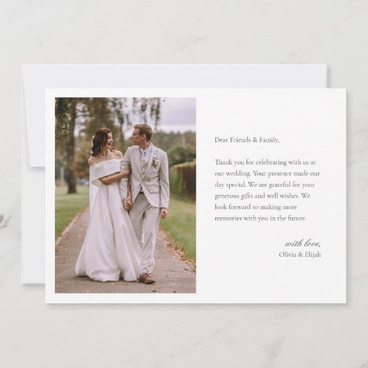 Moderne einfache Foto Hochzeit Danke Karte W Anmer (Rückseite)