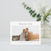 Moderne einfache Foto-Hochzeit Danke Postkarte (Stehend Vorderseite)