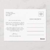 Moderne einfache Foto-Hochzeit Danke Postkarte (Rückseite)