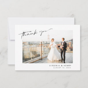 Moderne einfache Foto-Hochzeit Dankeskarte
