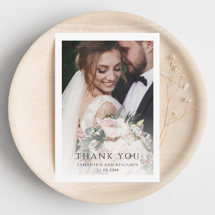 Moderne, einfache Foto Hochzeit Dankeskarte