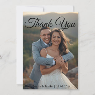Moderne einfache Foto-Hochzeit-Dankeskarten mit No Dankeskarte