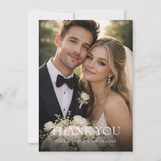 Moderne einfache Foto-Hochzeit-Dankeskarten mit No Dankeskarte