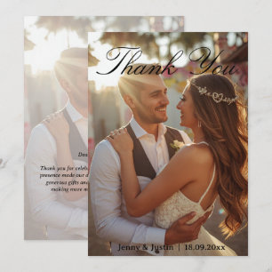 Moderne einfache Foto-Hochzeit-Dankeskarten mit No Dankeskarte