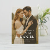 Moderne einfache Foto-Hochzeit Einladung (Stehend Vorderseite)