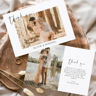 Moderne einfache Foto Hochzeit Elegante Dankeschön Dankeskarte