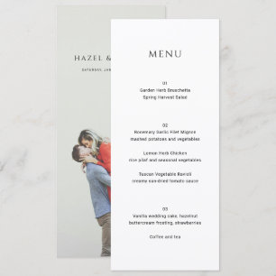 Moderne einfache Foto-Hochzeit Menükarte