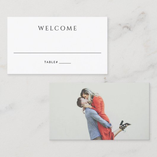 Moderne einfache Foto-Hochzeit Platzkarte (Vorne/Hinten)