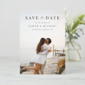 Moderne, einfache Foto Hochzeit Save The Date (Stehend Vorderseite)