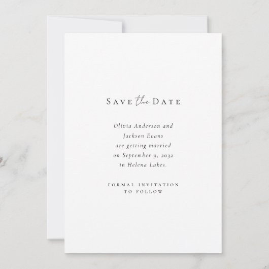 Moderne, einfache Foto Hochzeit Save The Date (Rückseite)
