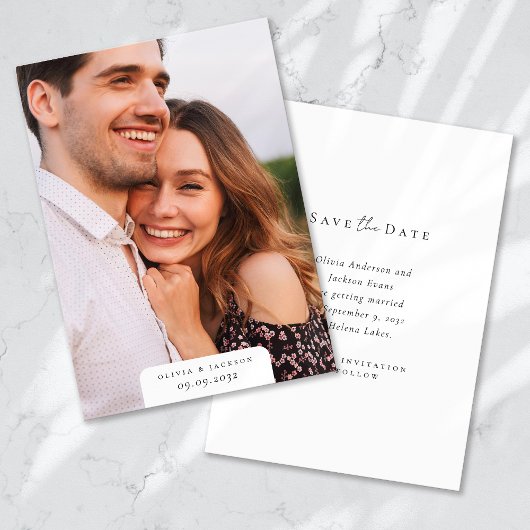 Moderne, einfache Foto Hochzeit Save The Date