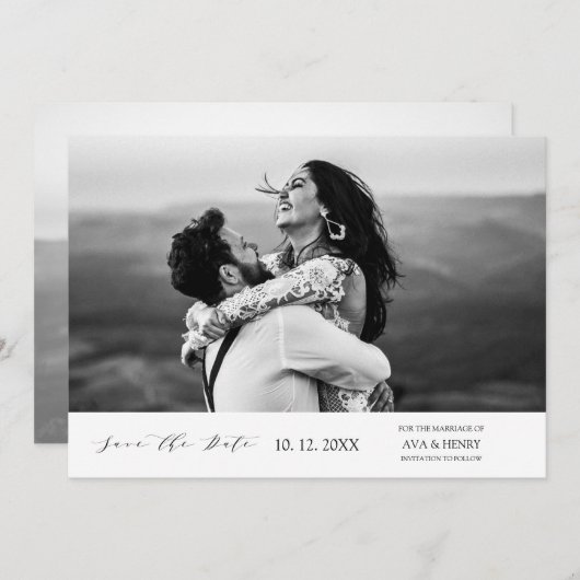 Moderne, einfache Foto Hochzeit Save The Date (Vorne/Hinten)