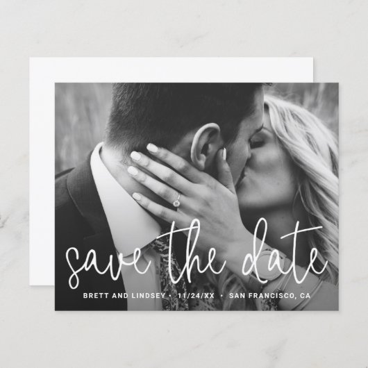 Moderne, einfache Foto-Hochzeit spart das Datum (Vorne/Hinten)