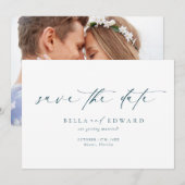 Moderne, einfache Foto-Hochzeit spart das Datum Save The Date (Vorne/Hinten)