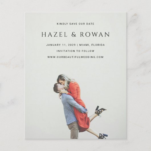 Moderne einfache Foto-Hochzeit Speichern Sie das D Flyer (Vorne)