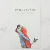 Moderne einfache Foto-Hochzeitsmenü (Rückseite)
