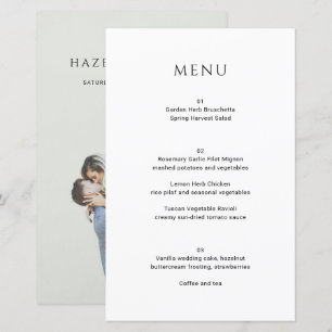 Moderne einfache Foto-Hochzeitsmenü