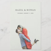 Moderne einfache Foto-Hochzeitsmenü Flyer (Hinten)