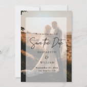 Moderne, einfache Foto-Overlay-Hochzeit speichern  Einladung (Vorderseite)