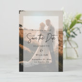 Moderne, einfache Foto-Overlay-Hochzeit speichern  Einladung (Stehend Vorderseite)