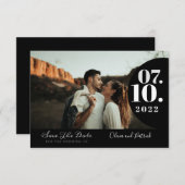 Moderne, einfache Foto Schwarz-Weiß-Hochzeit Save The Date (Vorne/Hinten)