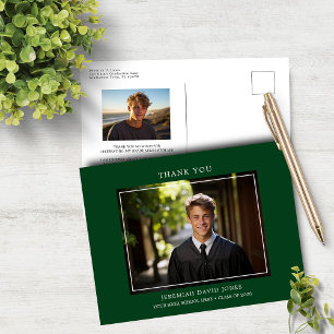 Moderne einfache Foto-Waldgrün-Dankeschön-Abschlus Postkarte