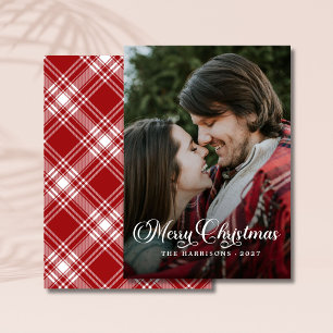 Moderne einfache Foto-Weihnachts-Tartan Feiertagskarte