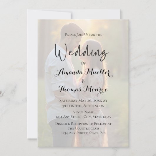Moderne einfache Fotohochzeit Einladung (Vorderseite)