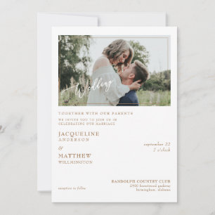 Moderne einfache Fotos mit Eltern Hochzeit Einladung