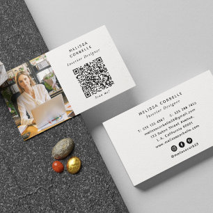 Moderne einfache Fotos, soziale Medien und QR-Code Visitenkarte