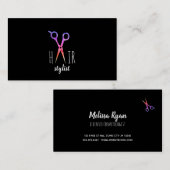 Moderne, einfache Friseurin, schwarz Visitenkarte (Vorne/Hinten)