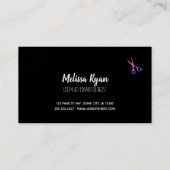 Moderne, einfache Friseurin, schwarz Visitenkarte (Rückseite)