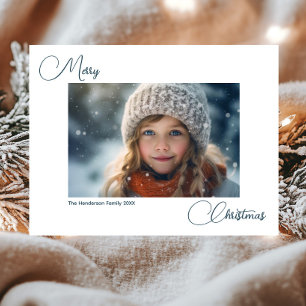 Moderne einfache Frohe Weihnachten 1 Foto Postkarte
