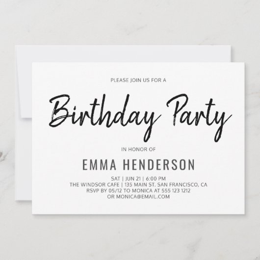 Moderne einfache Geburtstagsparty Einladung (Vorderseite)