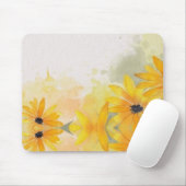 Moderne einfache gelbe Wasserfarben Blumen Mousepad (Mit Mouse)