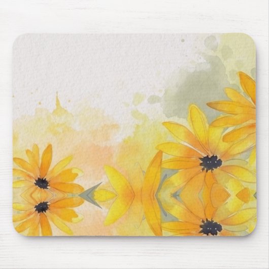 Moderne einfache gelbe Wasserfarben Blumen Mousepad (Vorne)