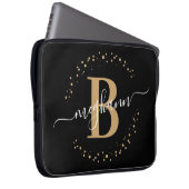Moderne einfache Girl Black Monogram Script Laptopschutzhülle (Vorne Rechts)