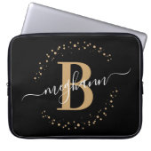 Moderne einfache Girl Black Monogram Script Laptopschutzhülle (Vorderseite)