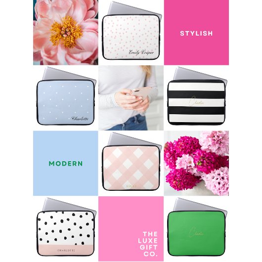 Moderne, einfache Girl Blush und Black Polka Dot N Laptopschutzhülle