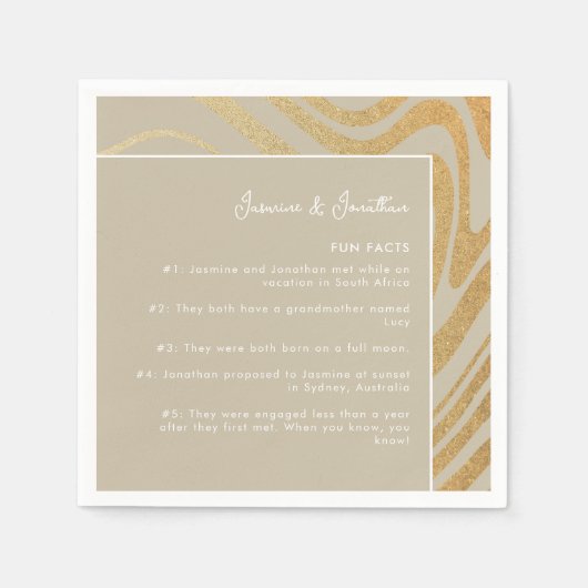 Moderne, einfache Glitzer Gold Hochzeitsreise Fakt Serviette (Vorderseite)