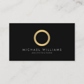 Moderne einfache Gold Circle Black Business Card Visitenkarte (Vorderseite)