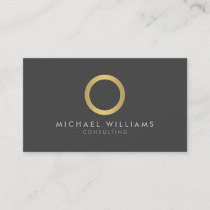 Moderne einfache Gold Circle Gray Business Card Visitenkarte