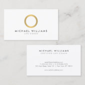 Moderne, einfache Gold Circle White Business Card Visitenkarte (Vorne/Hinten)