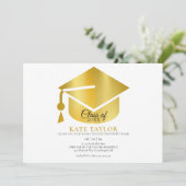 Moderne einfache Gold Graduation Party Einladung (Stehend Vorderseite)